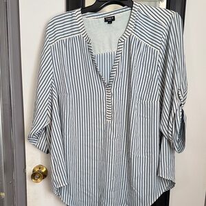 Torrid Navy and White Striped Blouse